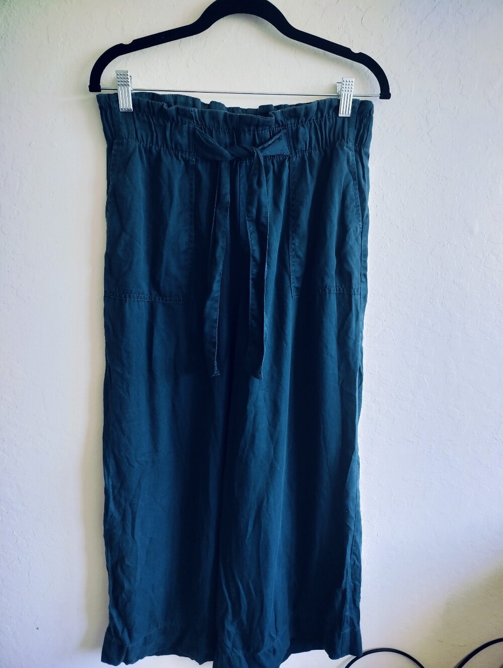 Time and Tru 100% Lyocell Teal Wide Leg Crop Pants Pockets Small